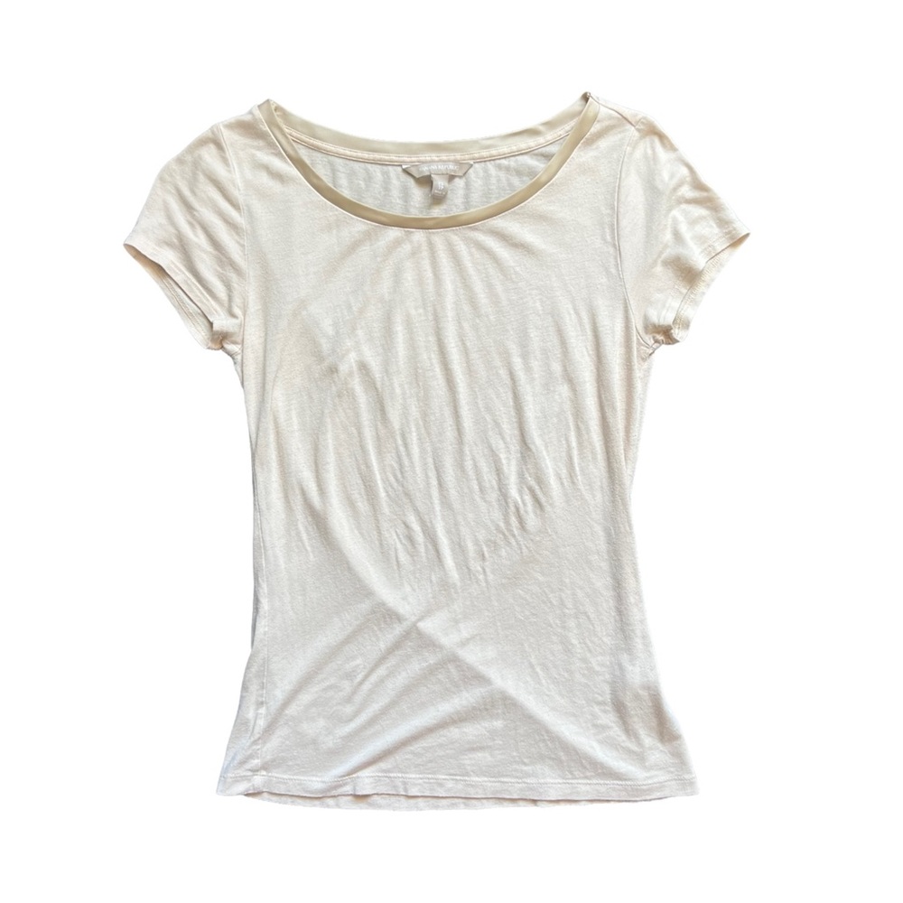 Banana Republic Tencel Blend Crewneck Pullover Casual Short Sleeve Blouse Top XS